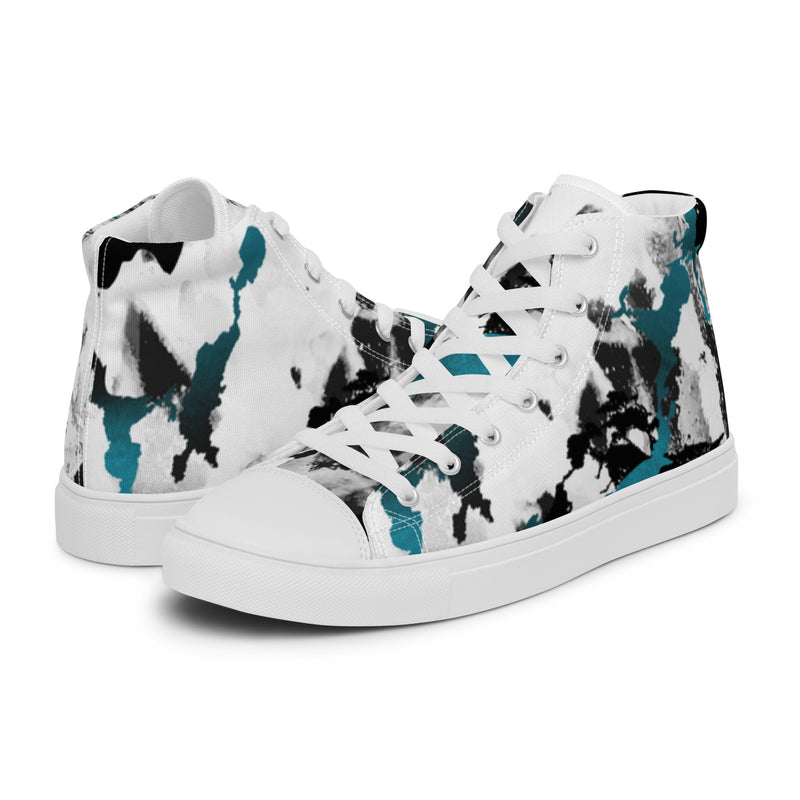 Teal Splash High Top #92 - Canvas High Top Sneakers | HA!LO