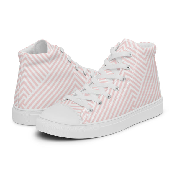 HA!LO Pink Herringbone #95 Women’s Canvas High Top Sneakers