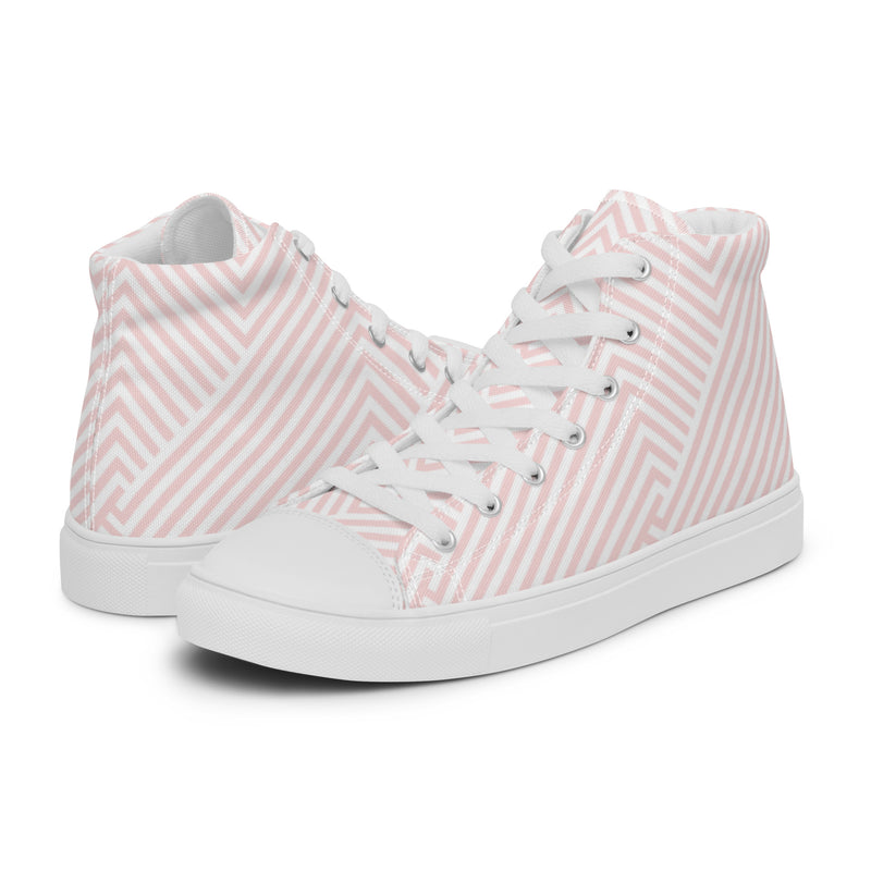 Pink Herringbone High Top #95 - Canvas High Top Sneakers | HA!LO