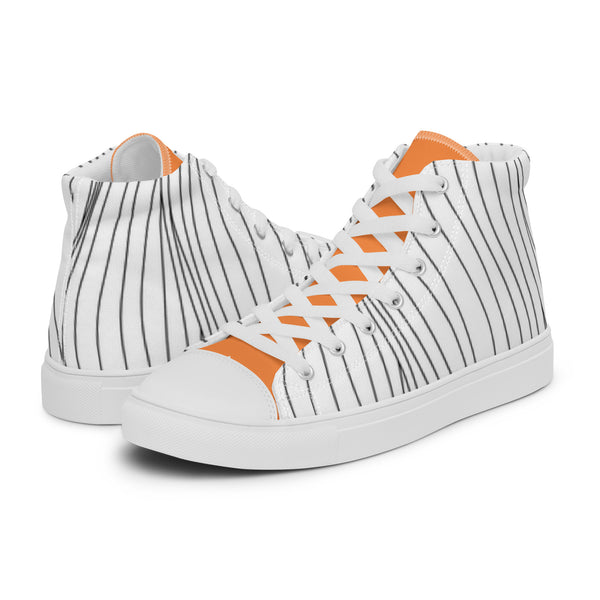 HA!LO Orange Pinstripe #99 Women’s Canvas High Top Sneakers