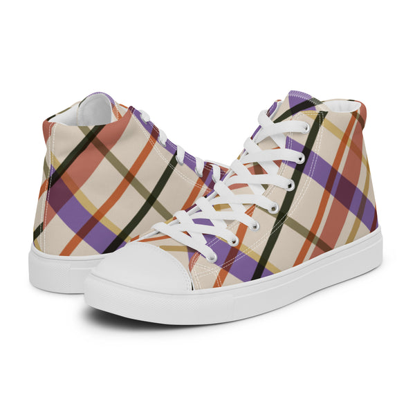 HA!LO Autumn Plaid #105 Women’s Canvas High Top Sneakers