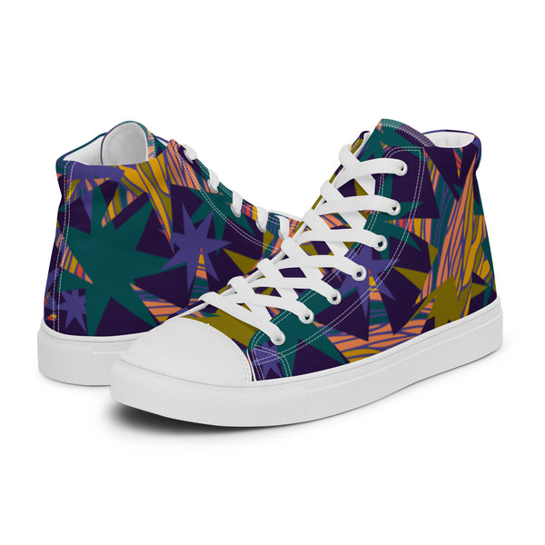 HA!LO Abstract Tropical #113 Women’s Canvas High Top Sneakers
