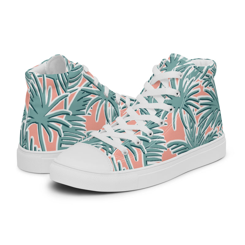 Monstera Leaf High Top #114 - Canvas High Top Sneakers | HA!LO