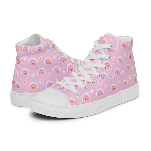 HA!LO Pink Rainbow #123 Women’s Canvas High Top Sneakers