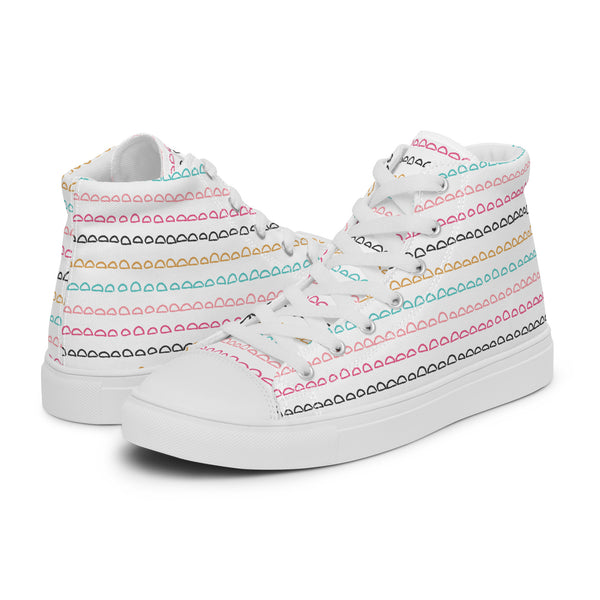 HA!LO Pink Stitch Row #128 Women’s Canvas High Top Sneakers