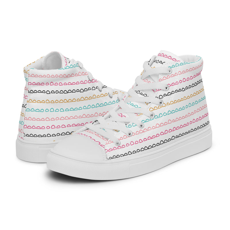 Pink Stitch Row High Top #128 - Canvas High Top Sneakers | HA!LO