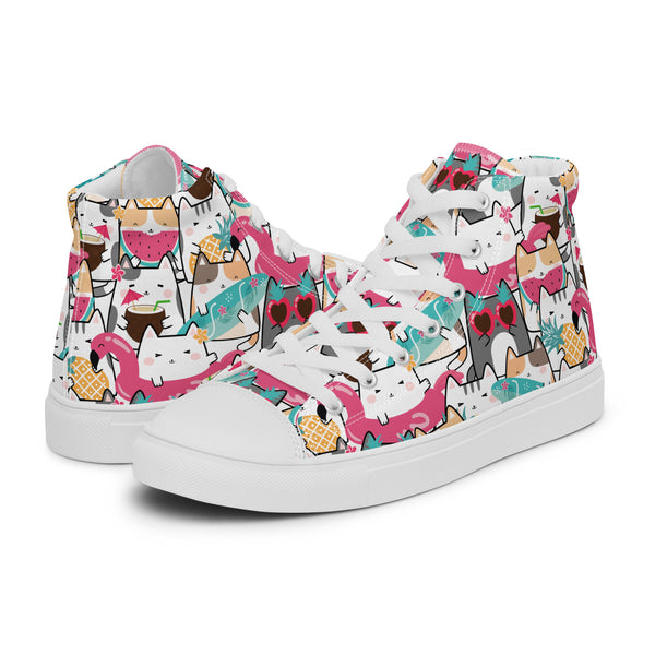 HA!LO Cat Party #142 Women’s Canvas High Top Sneakers