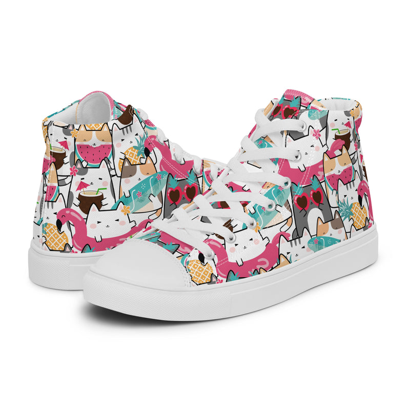 Cat Party High Top #142 - Canvas High Top Sneakers | HA!LO