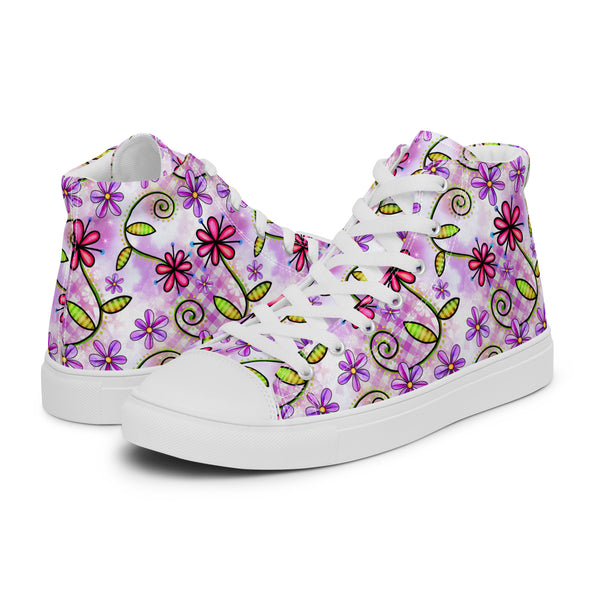 HA!LO Purple Flower #153 Women’s Canvas High Top Sneakers