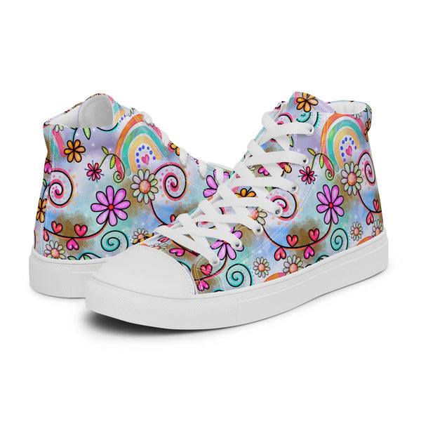 HA!LO Rainbow Flower #155 Women’s Canvas High Top Sneakers