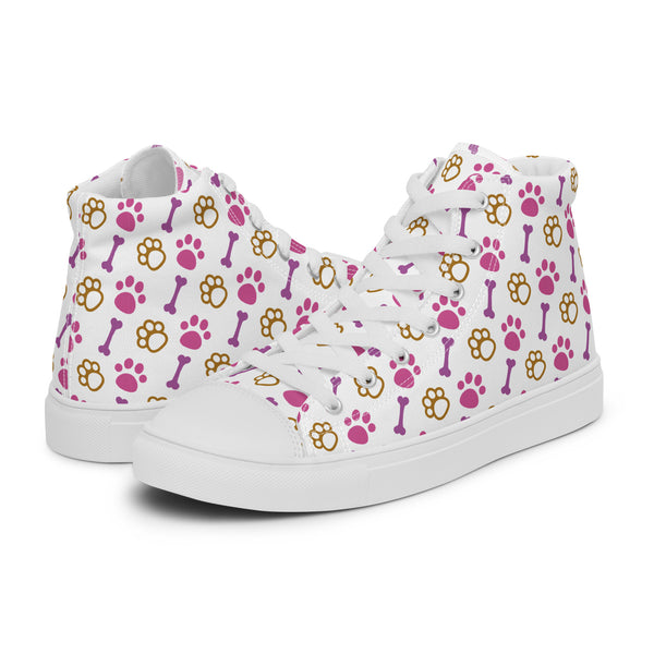 HA!LO Pink Dog Bone #163 Women’s Canvas High Top Sneakers