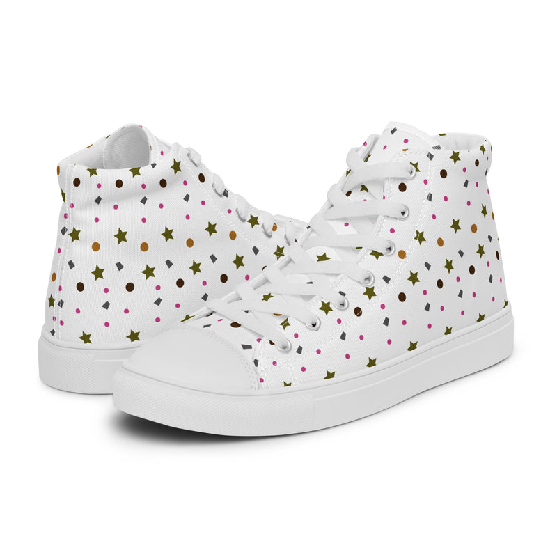 Gold Star Scatter High Top #168 - Canvas High Top Sneakers | HA!LO