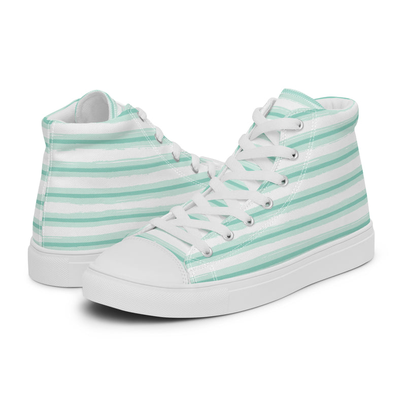 Seafoam Stripe High Top #186 - Canvas High Top Sneakers | HA!LO