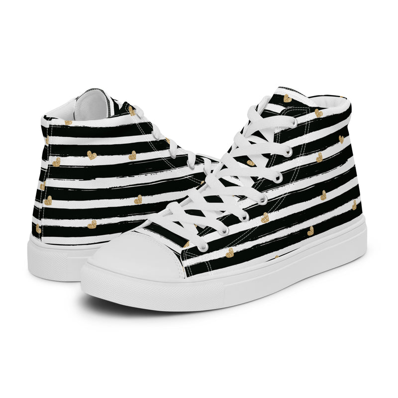 Gold Stripe High Top #187 - Canvas High Top Sneakers | HA!LO