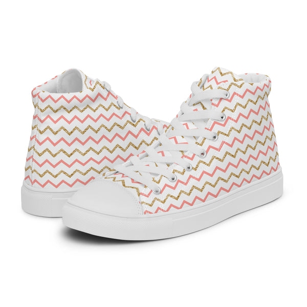 HA!LO Pink Chevron Wave #191 Women’s Canvas High Top Sneakers