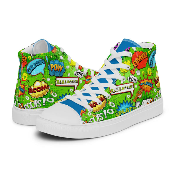 HA!LO Green Comic #211 Women’s Canvas High Top Sneakers