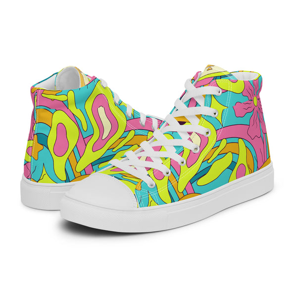 HA!LO Neon Swirl #216 Women’s Canvas High Top Sneakers