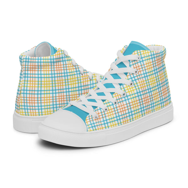 HA!LO Pastel Plaid #224 Women’s Canvas High Top Sneakers