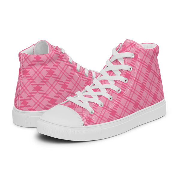 HA!LO Pink Plaid #225 Women’s Canvas High Top Sneakers