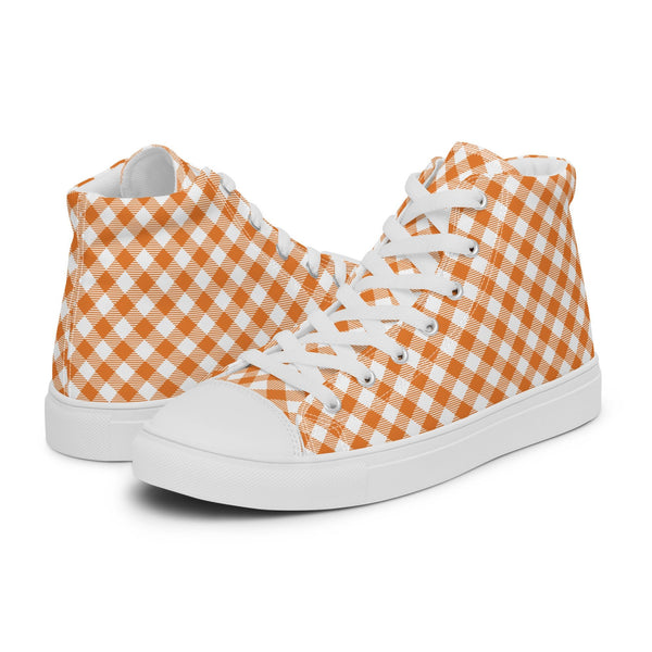 HA!LO Orange Gingham #226 Women’s Canvas High Top Sneakers