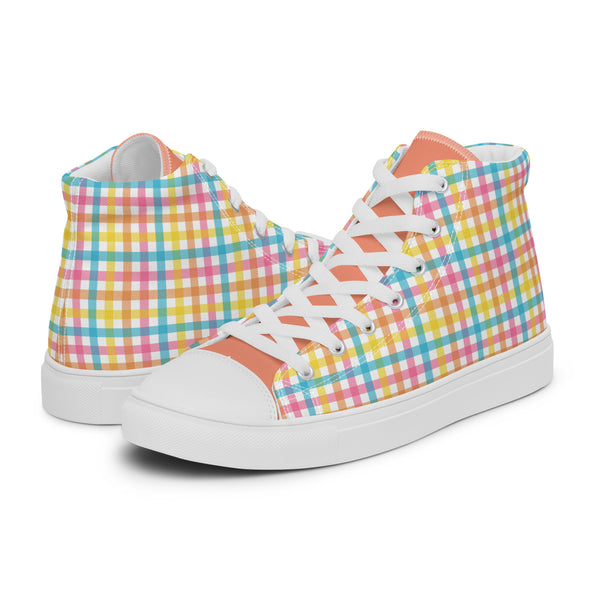 HA!LO Rainbow Plaid #227 Women’s Canvas High Top Sneakers