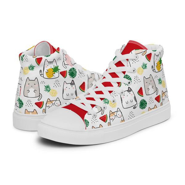 HA!LO Christmas Cat #247 Women’s Canvas High Top Sneakers