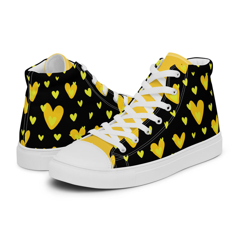 Yellow Heart High Top #256 - Canvas High Top Sneakers | HA!LO
