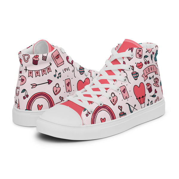 HA!LO Valentine Doodle #267 Women’s Canvas High Top Sneakers