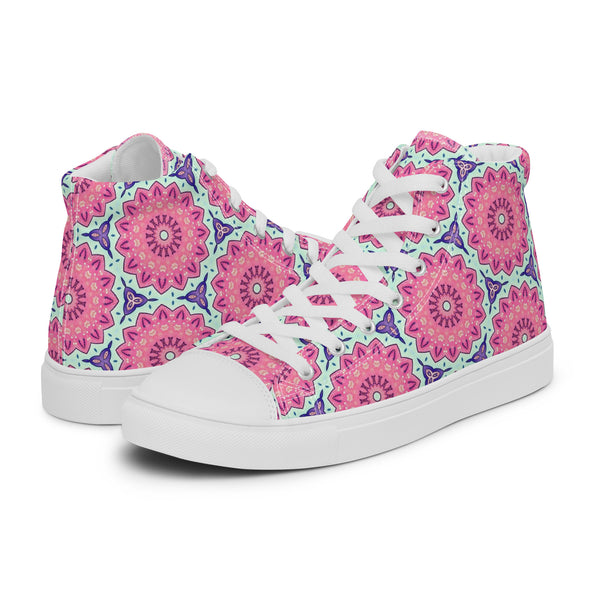 HA!LO Pink Mandala #250 Women’s Canvas High Top Sneakers