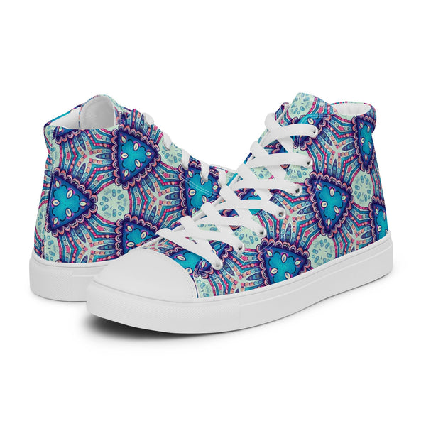 HA!LO Blue Mandala #252 Women’s Canvas High Top Sneakers