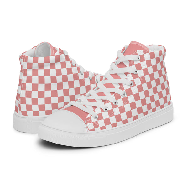 HA!LO Pink Check #306 — Women’s Canvas High Top