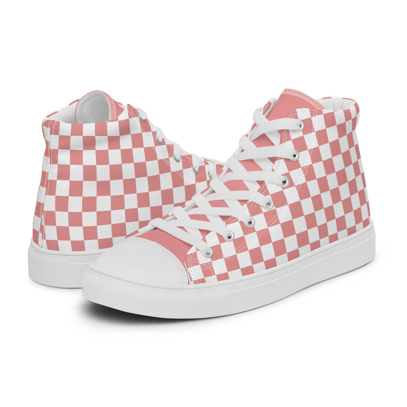 Pink Check High Top #303 - Canvas High Top Sneakers | HA!LO