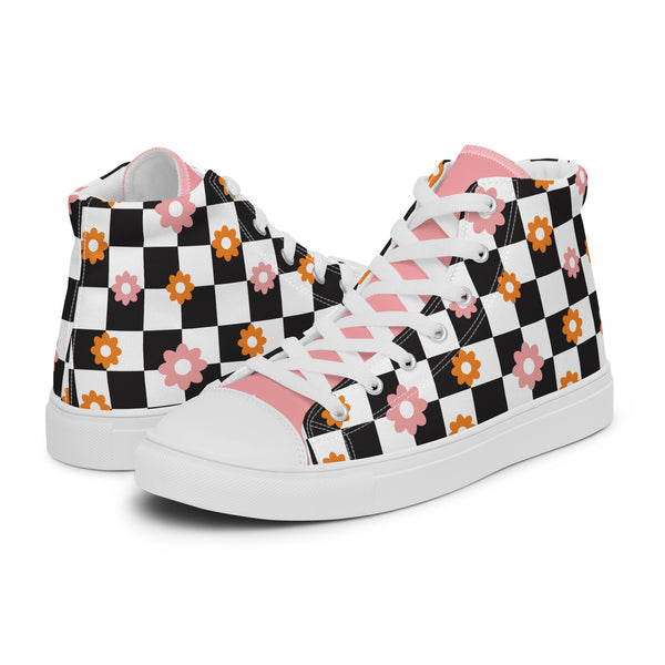 HA!LO Checker Bloom #307 — Women’s Canvas High Top