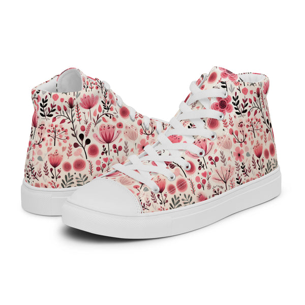 HA!LO Pink Floral Heart #346 — Women’s Canvas High Top