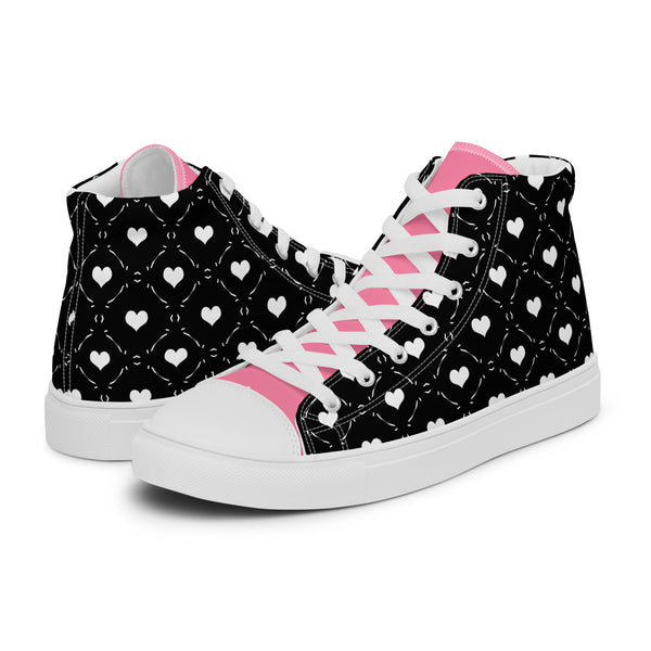 HA!LO Pink Heart #352 — Women’s Canvas High Top