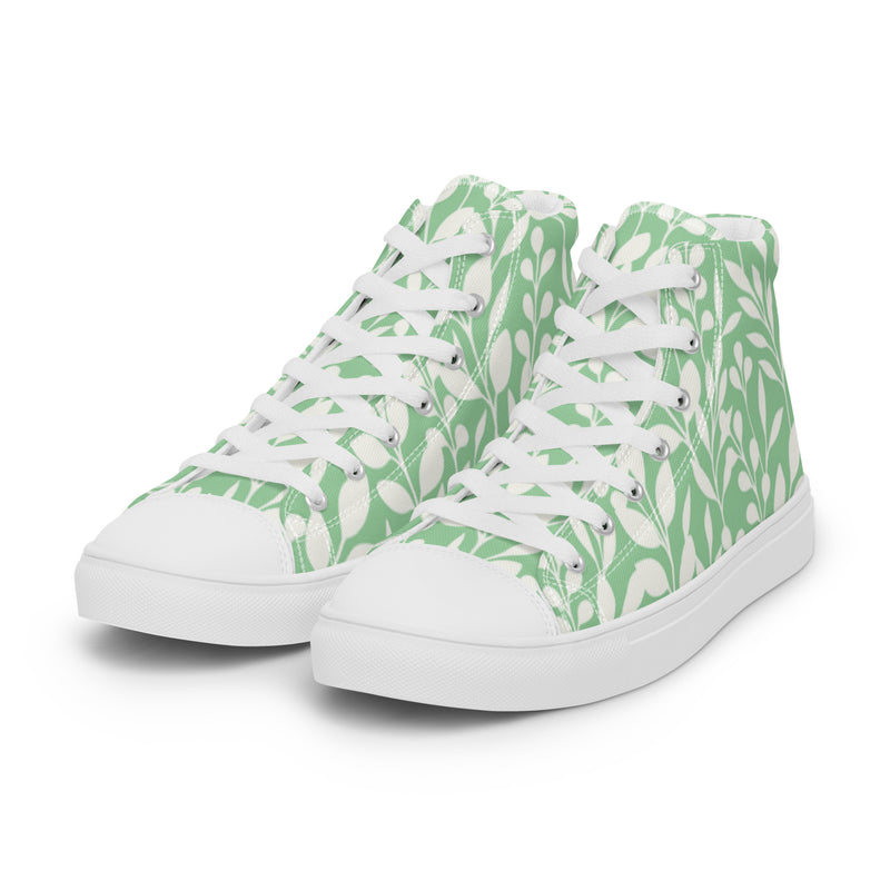 Mint Botanical High Top #7 - Back View | HA!LO Canvas Sneakers