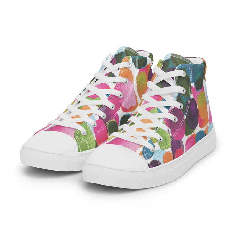 Watercolor Dot High Top #11 - Back View | HA!LO Canvas Sneakers