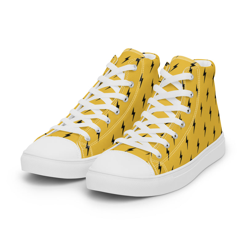 Yellow Lightning High Top #12 - Back View | HA!LO Canvas Sneakers