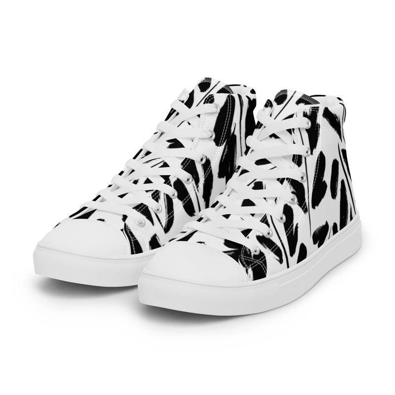 Black Brush High Top #13 - Back View | HA!LO Canvas Sneakers