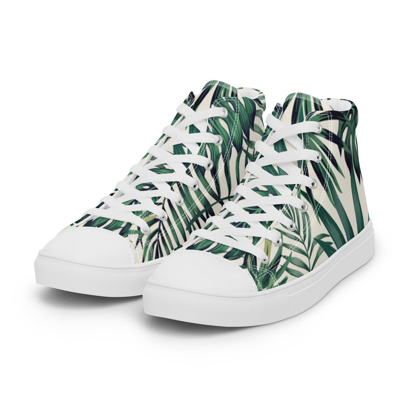 Palm Frond High Top #19 - Back View | HA!LO Canvas Sneakers