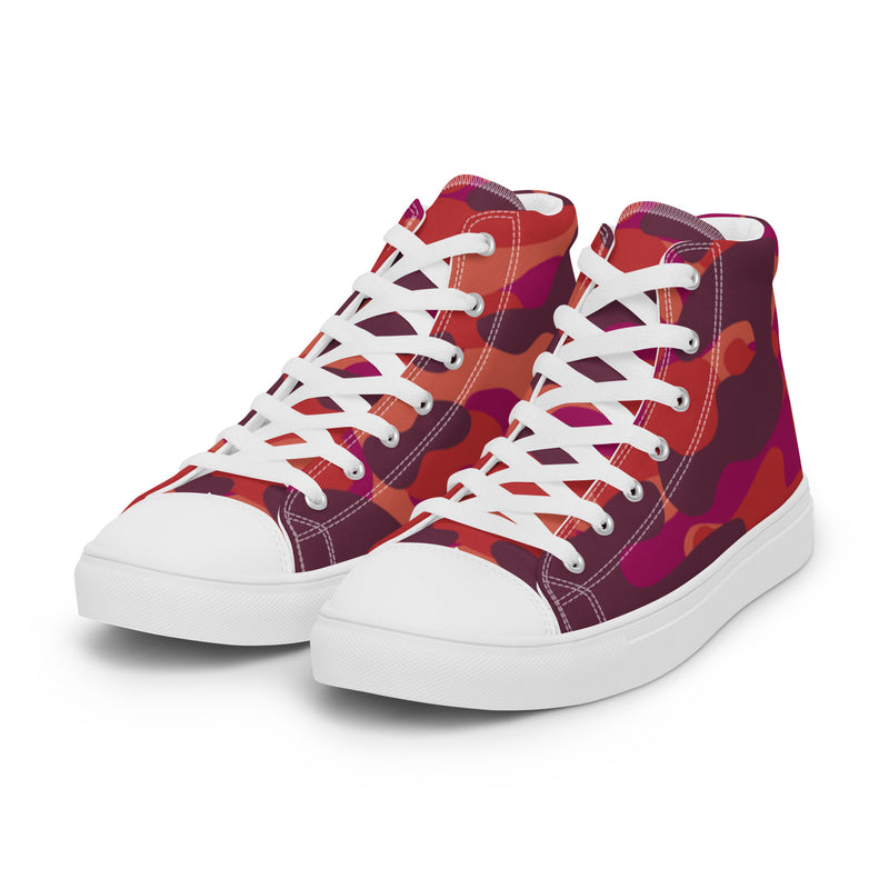 Red Camo High Top #24 - Back View | HA!LO Canvas Sneakers