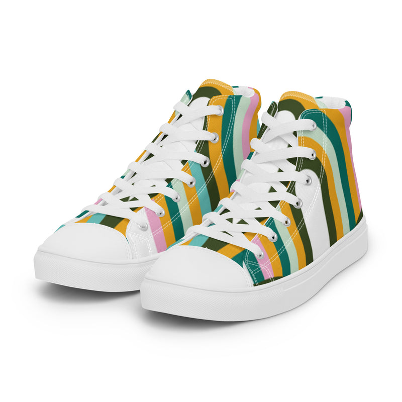 Retro Stripe High Top #29 - Back View | HA!LO Canvas Sneakers