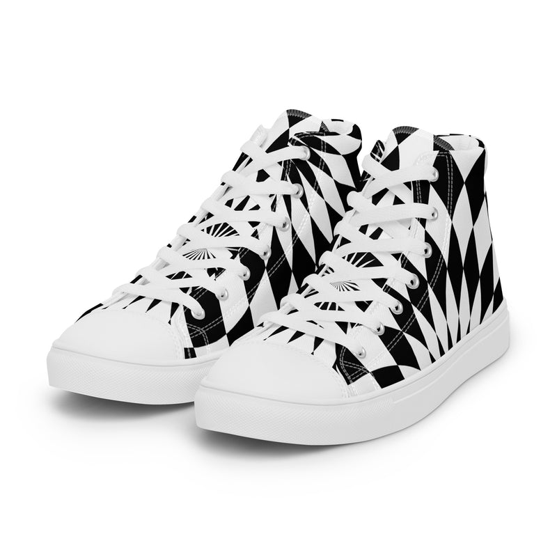 Checkerboard High Top #38 - Back View | HA!LO Canvas Sneakers