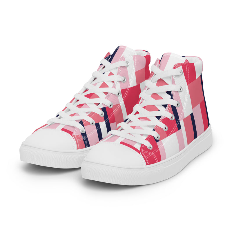 Pink Block High Top #40 - Back View | HA!LO Canvas Sneakers