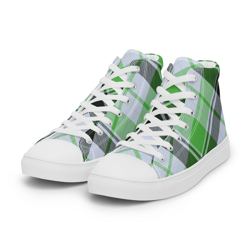 Green Argyle High Top #41 - Back View | HA!LO Canvas Sneakers