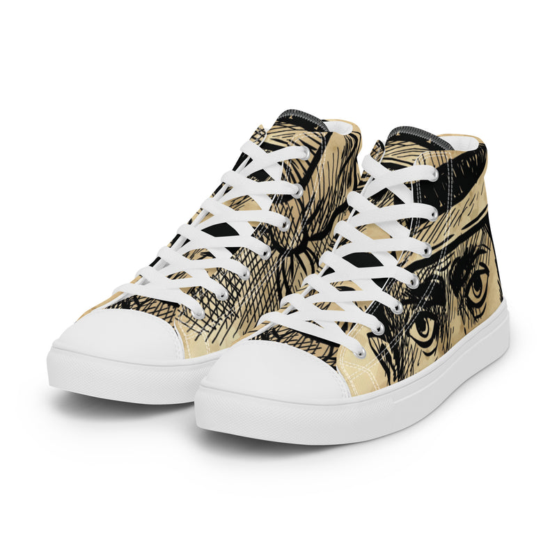 Vintage Portrait High Top #52 - Back View | HA!LO Canvas Sneakers