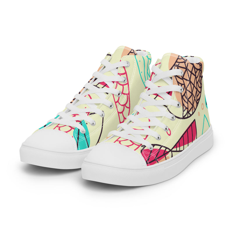 Retro Doodle High Top #66 - Back View | HA!LO Canvas Sneakers