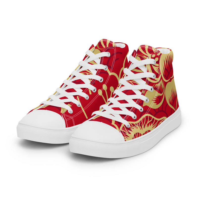 Red Wave High Top #67 - Back View | HA!LO Canvas Sneakers
