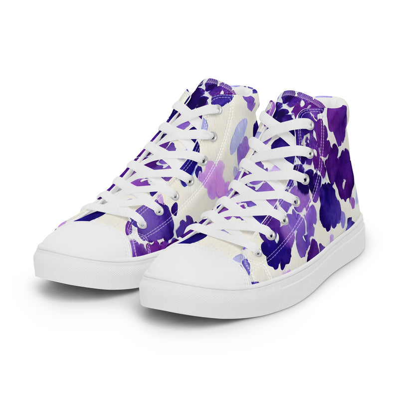 Purple Watercolor High Top #74 - Back View | HA!LO Canvas Sneakers