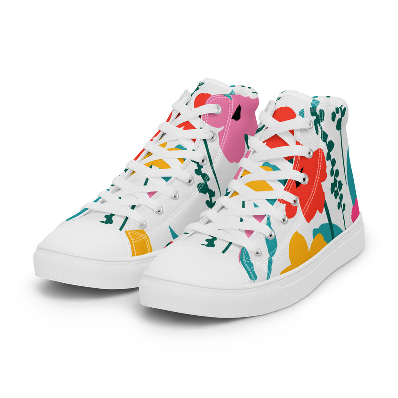 Hibiscus Bloom High Top #80 - Back View | HA!LO Canvas Sneakers